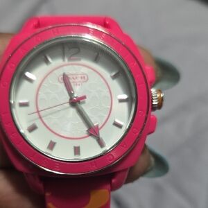 Coach Vibrant Pink and White Watch